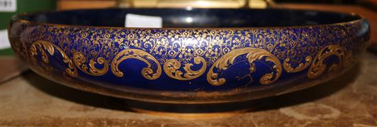 Large blue gilt decorative bowl